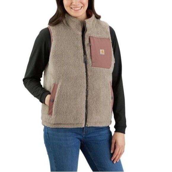 Carhartt S NWT $129 Women Montana Reversible Relaxed Fit Insulated Vest Brown - Picture 3 of 10